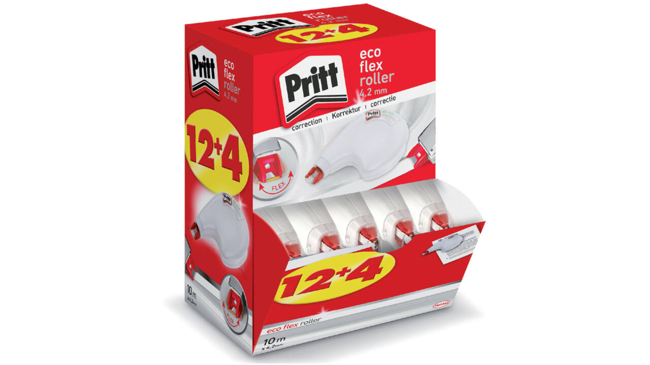 Correctieroller Pritt 4.2mmx10m eco flex valuepack à 12+4 gratis