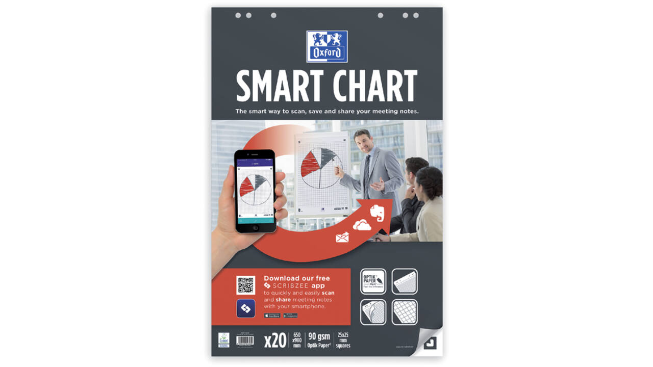 Flipoverpapier Oxford smart 65x98cm. ruit 90gram 20vel