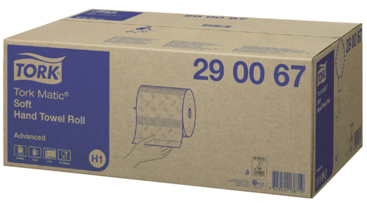 Handdoekrol Tork Matic H1 advanced 2-laags scheurbestendig 150m wit 290067
