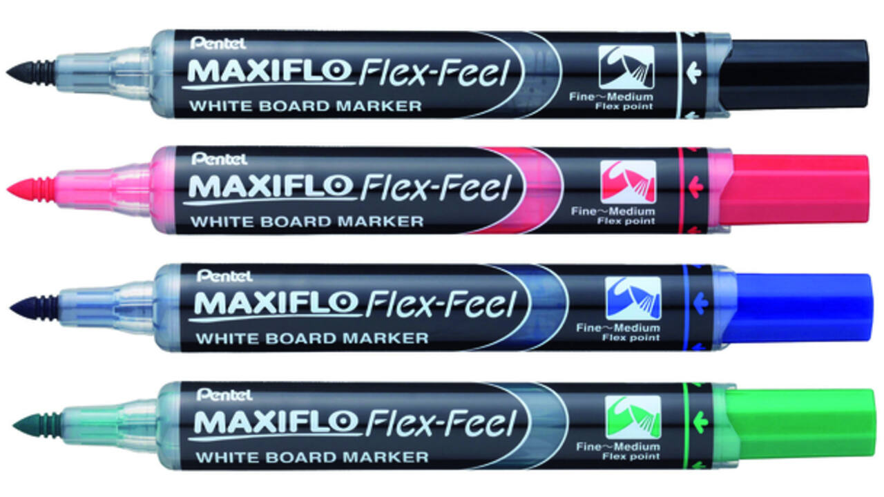 Viltstift Pentel MWL5SBF Maxiflo whiteboard rond 1.5-4.5mm rood