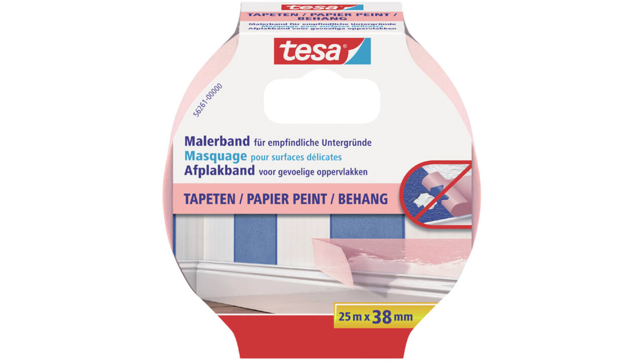 Afplaktape tesa® Professional sensitive 25mx38mm roze