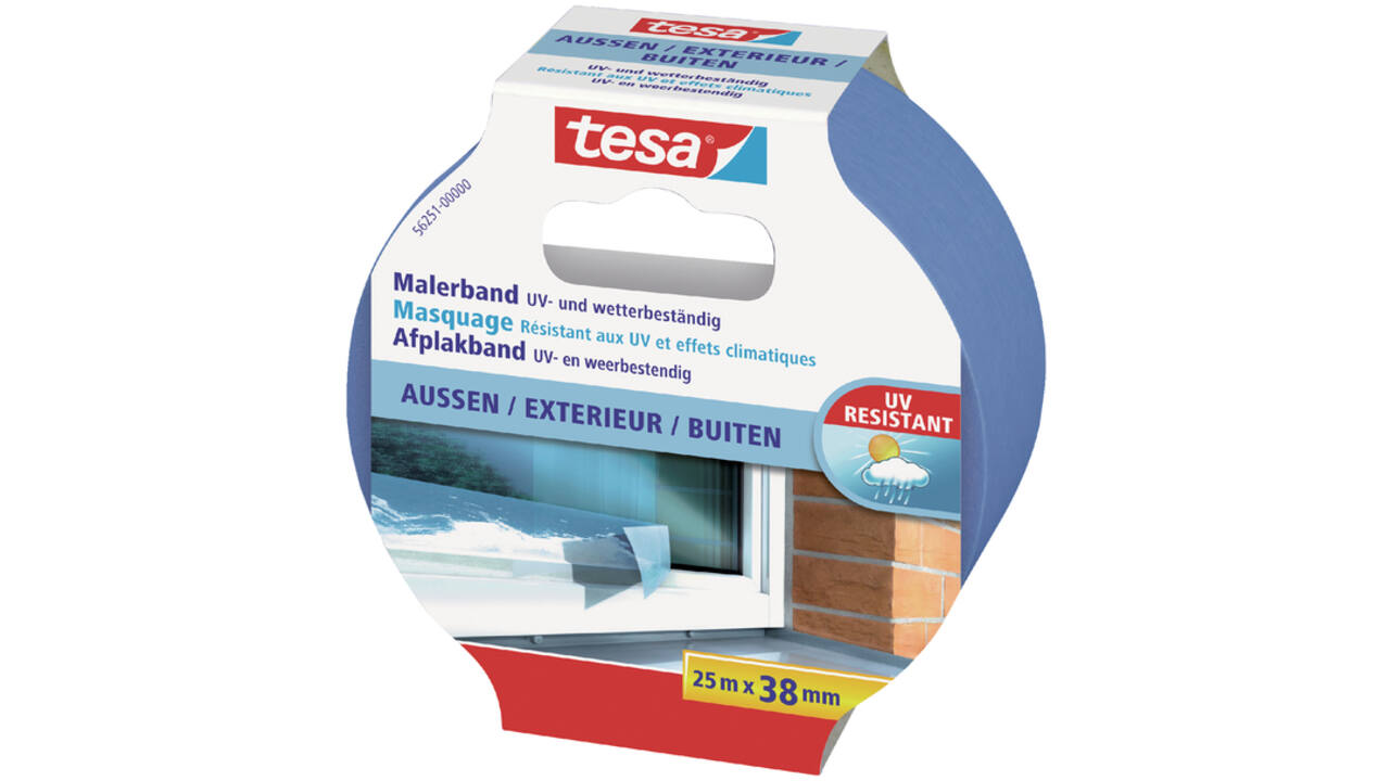 Afplaktape tesa® Professional outdoor 25mx38mm blauw