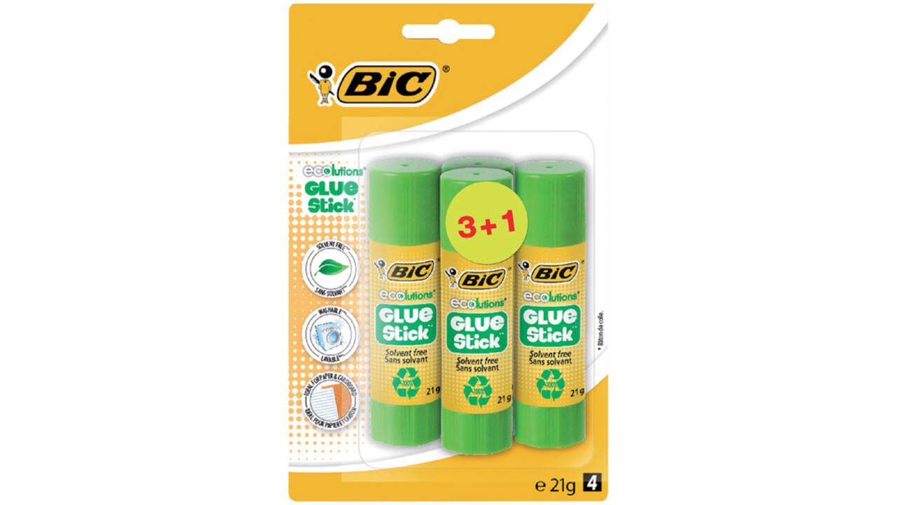 Lijmstift Bic Ecolutions 21gr blister à 3+1 gratis