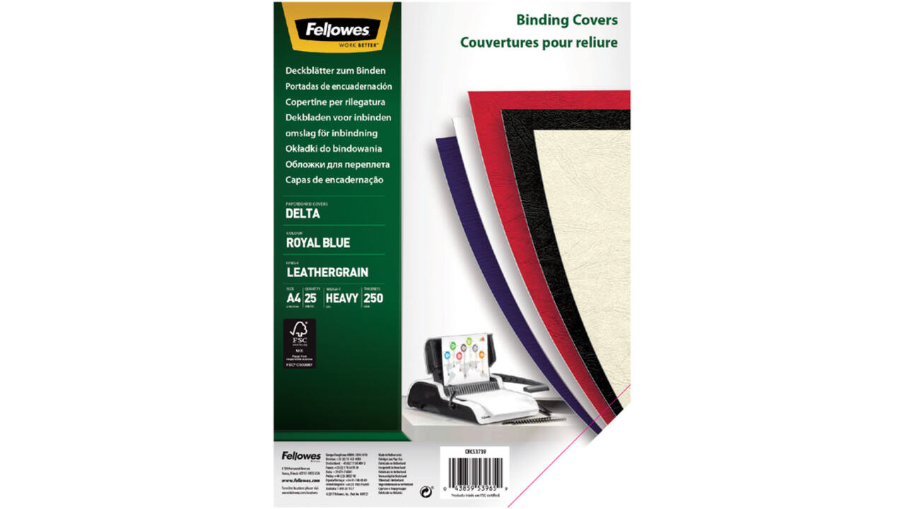 Voorblad Fellowes A4 lederlook royal blauw 25stuks