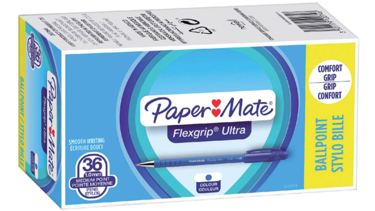 Balpen Paper Mate Flexgrip Ultra medium blauw valuepack 30+6 gratis
