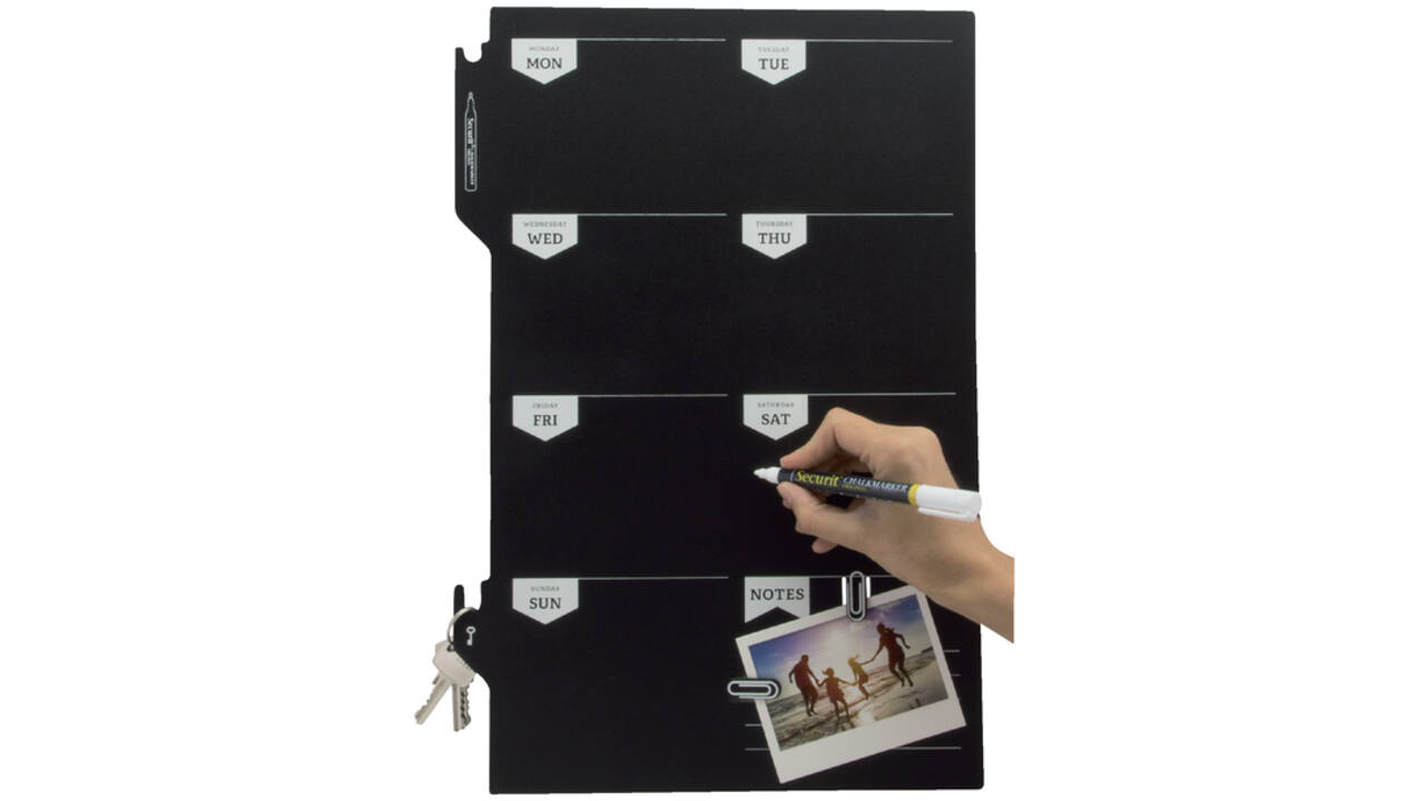 Krijtbord securit silhouette weekplanner zwart + 1 marker