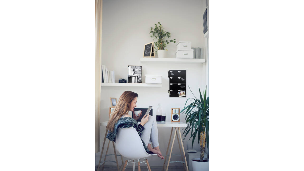 Krijtbord securit silhouette weekplanner zwart + 1 marker