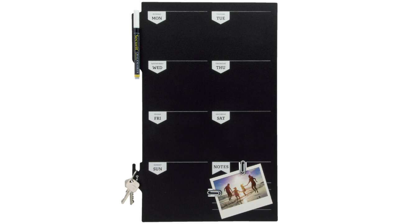 Krijtbord securit silhouette weekplanner zwart + 1 marker