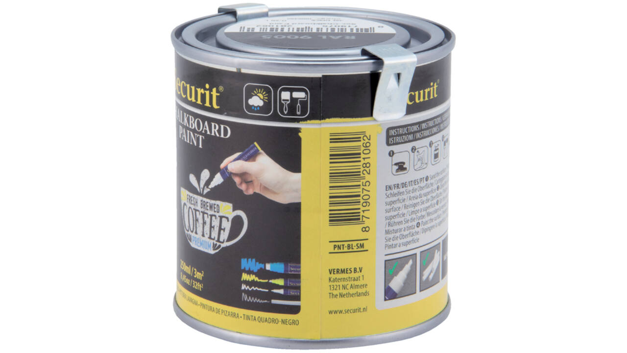 Krijtbord securit acyrlverf waterbasis 250ml zwart