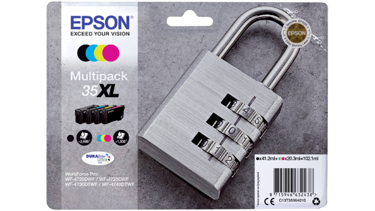 Inktcartridge Epson 35XL T3596 zwart + 3 kleuren