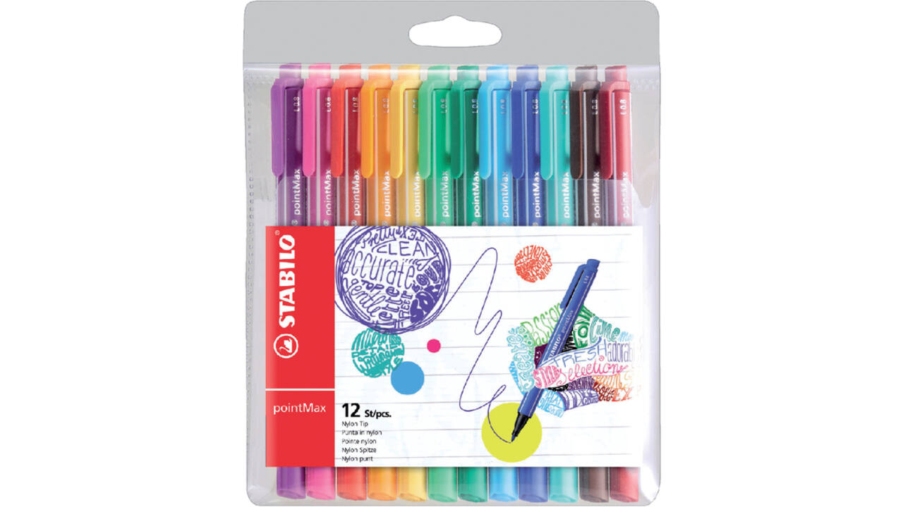 Viltstift STABILO pointMax 488/12 assorti etui à 12 stuks