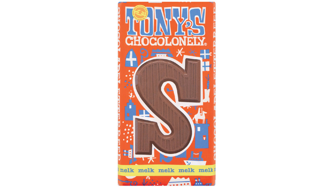 Chocoladeletter Tony's Chocolonely melk S 180gr