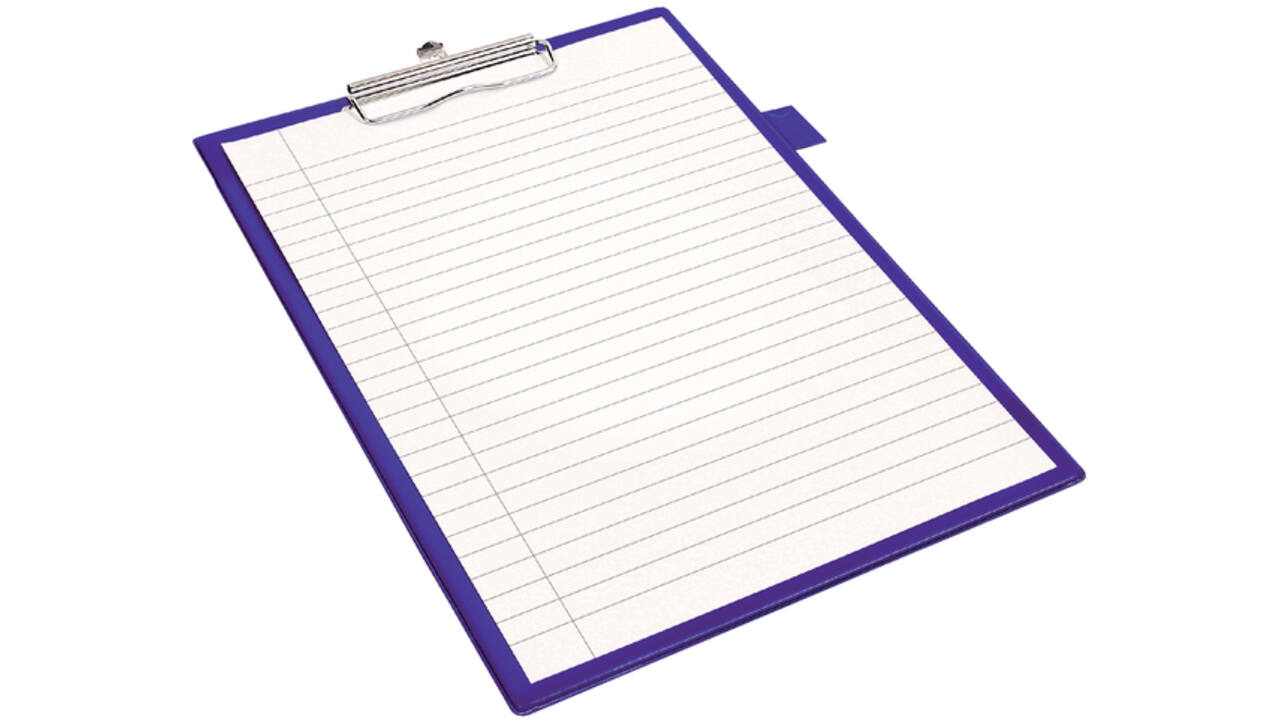 Klembord Quantore A4 staand PVC blauw met 100mm klem + penlus