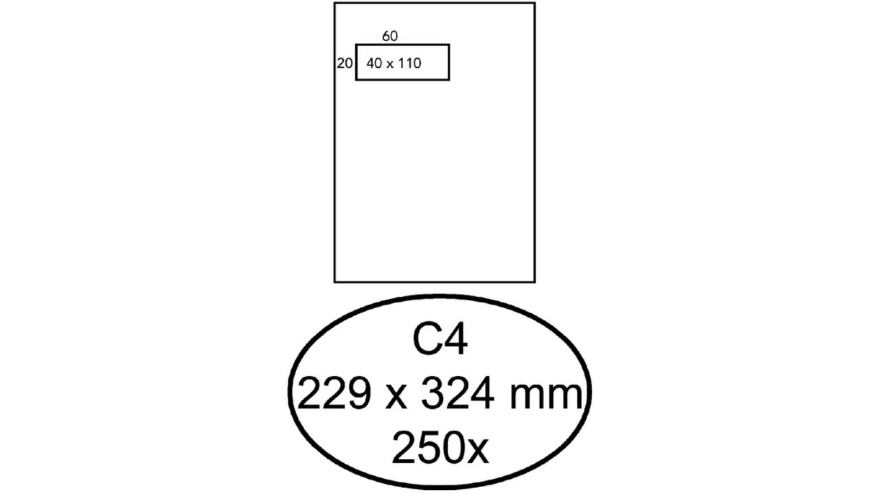Envelop Quantore 229x324mm venster 4x11cm links zelfkl 250st