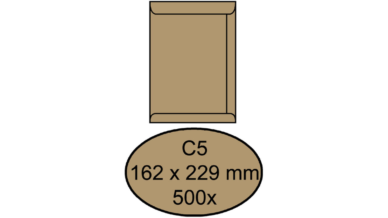 Envelop Quantore akte C5 162x229mm bruinkraft 90g/m² 500stuks