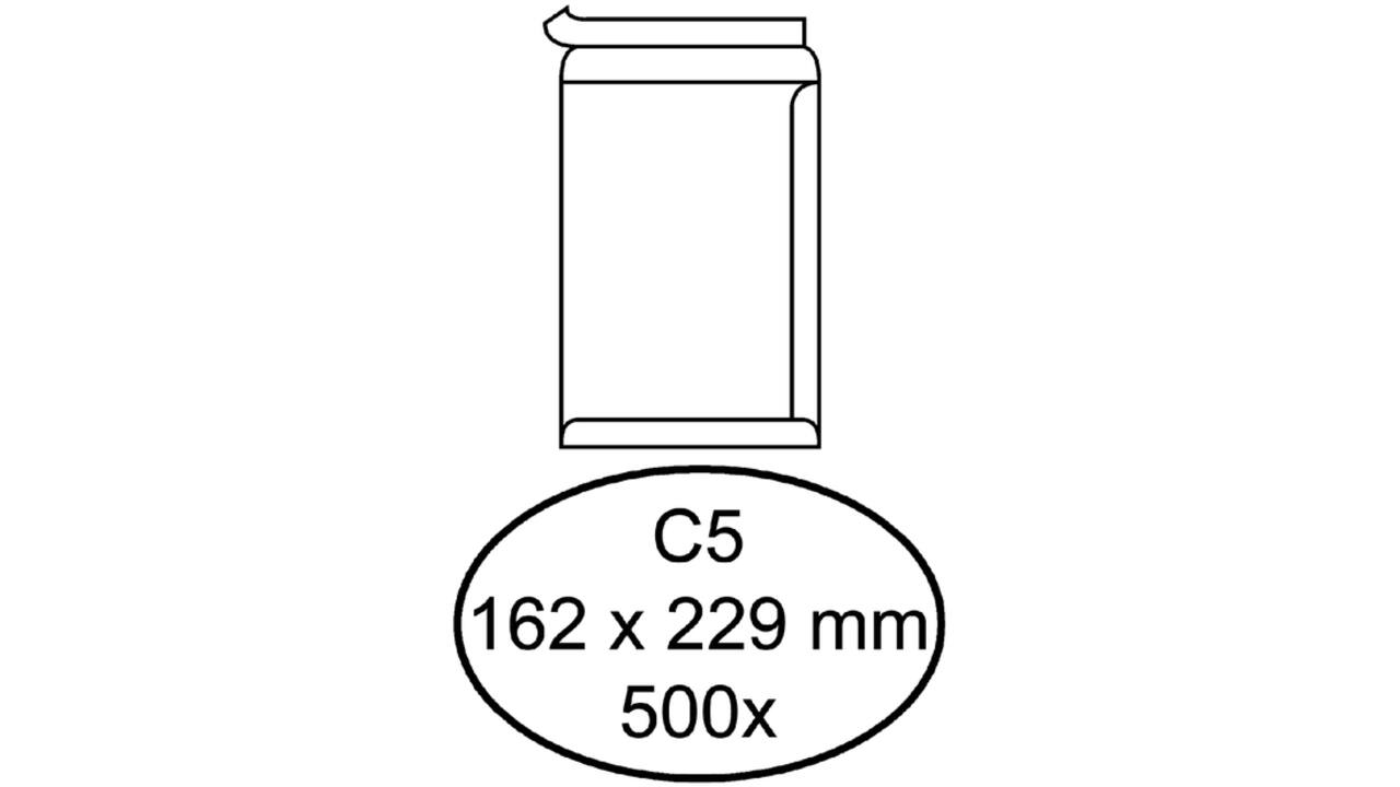 Envelop Hermes akte C5 162x229mm zelfklevend wit doos à 500 stuks