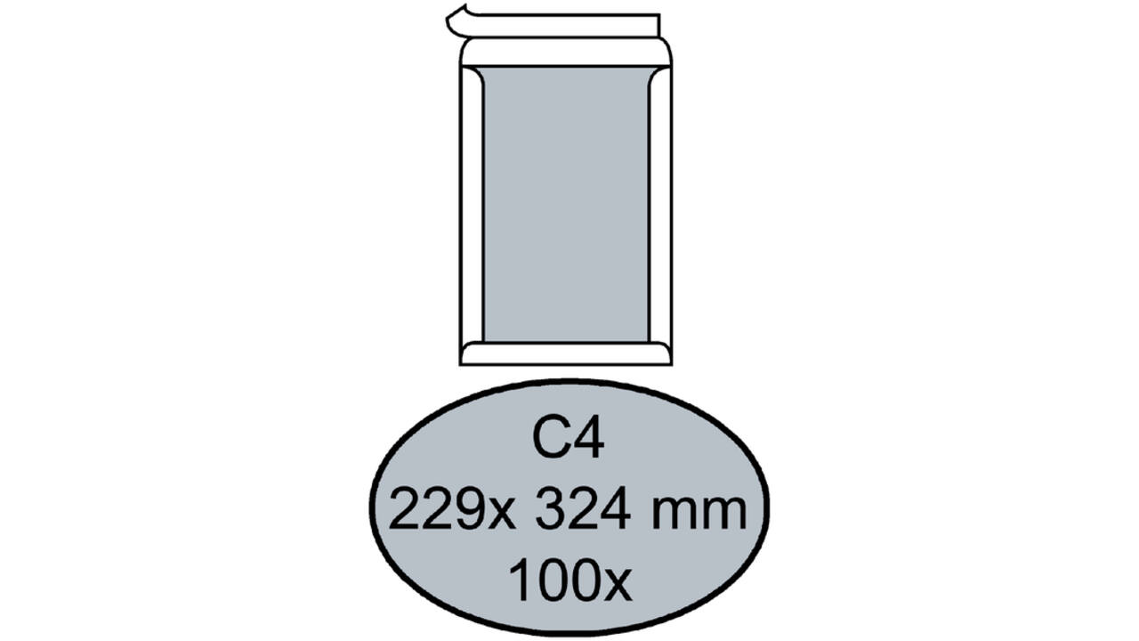Envelop Quantore bordrug C4 229x324mm zelfkl. wit 100stuks