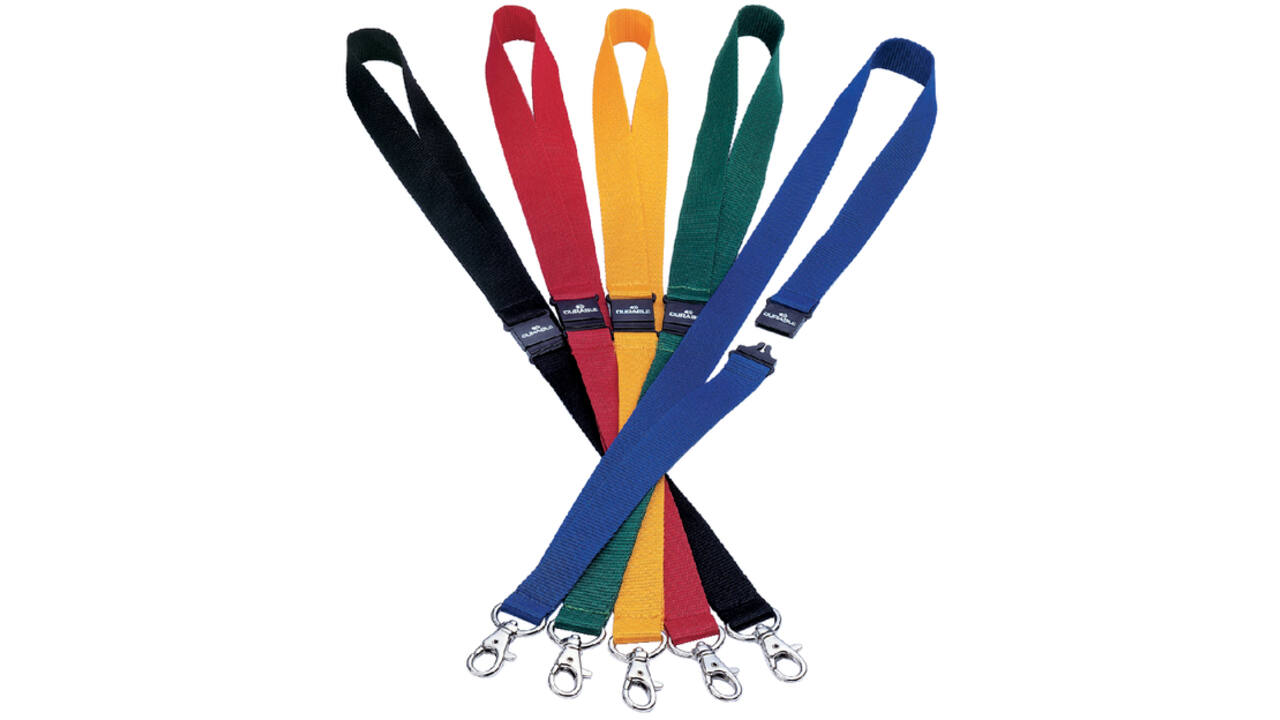 Textielkoord Durable 8137 met karabijnhaak rood