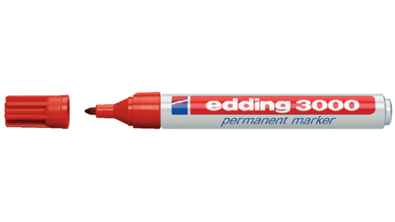 Viltstift edding 3000 rond 1.5-3mm rood blister à 4 stuk