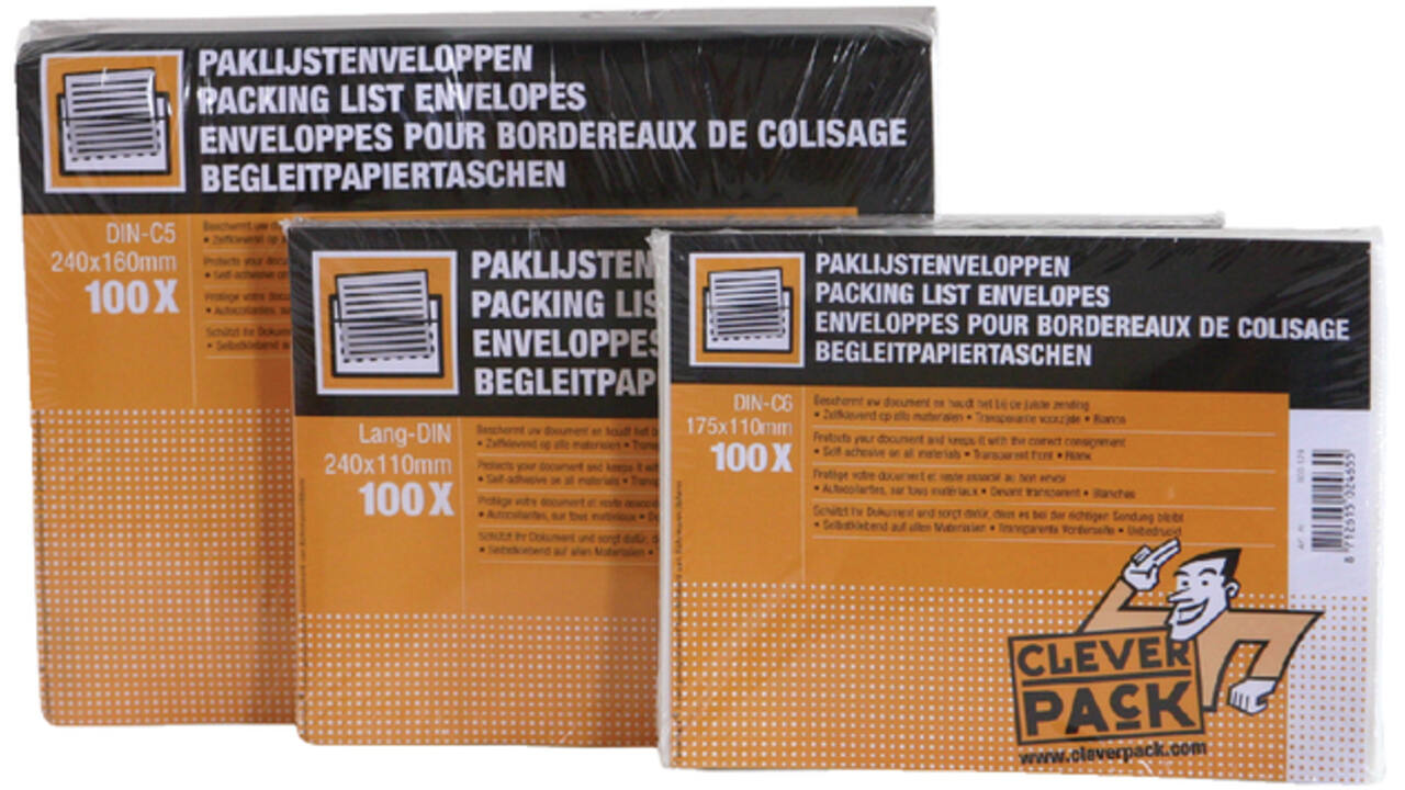 Paklijstenvelop CleverPack zelfklevend onbedrukt 230x155mm pak à 100 stuks