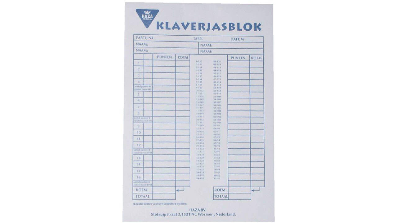 Scoreblok Klaverjas 50vel