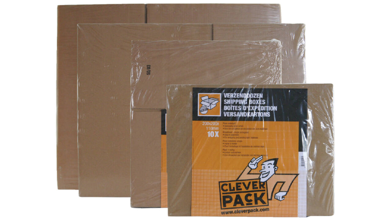 Verzenddoos CleverPack enkelgolf 200x200x110mm bruin pak à 30 stuks