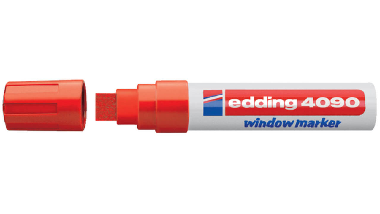 Krijtstift edding 4090 window schuin 4-15mm rood blister à 1 stuk