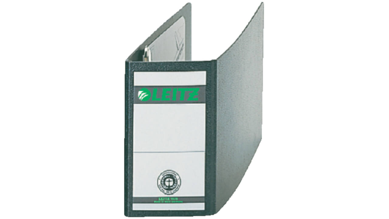 Ordner Leitz A6 77mm dwars karton zwart
