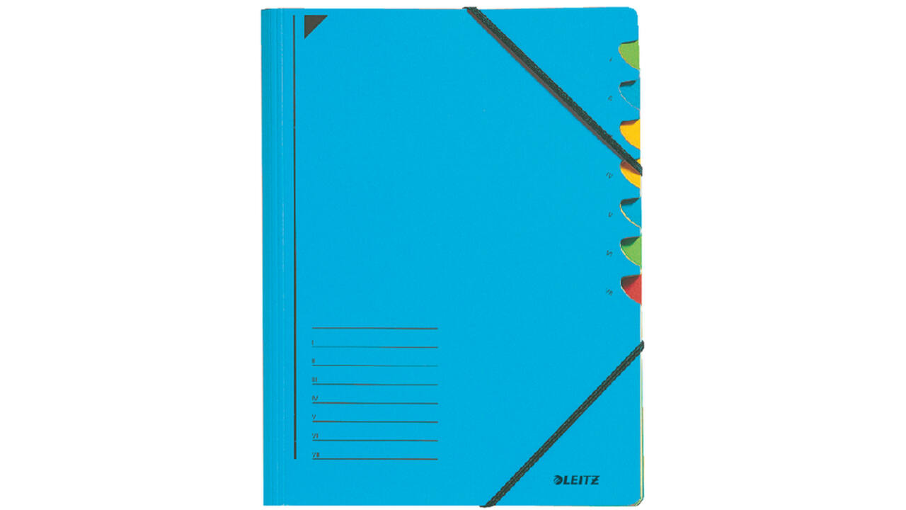 Sorteermap Leitz 7 tabbladen karton blauw