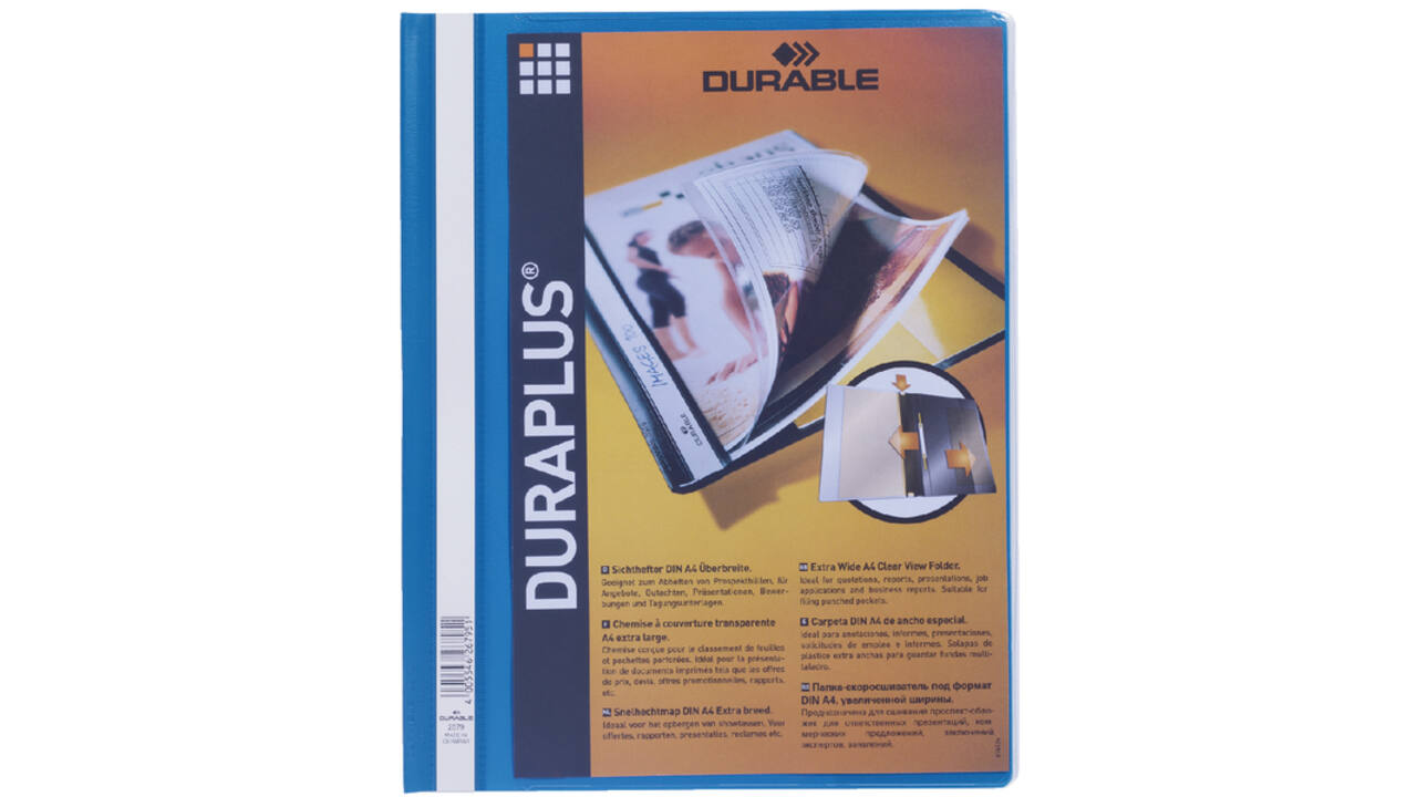 Snelhechtmap Durable Duraplus A4 blauw
