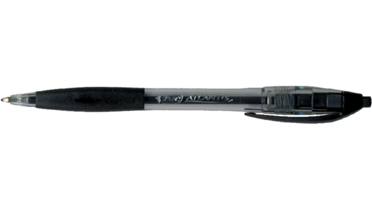 Balpen Bic Atlantis classic grip clic medium zwart valuepack 30+6 gratis