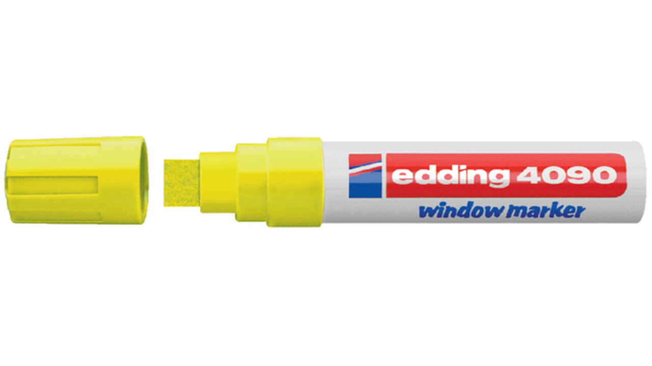 Krijtstift edding 4090 window schuin 4-15mm neon geel blister à 1 stuk