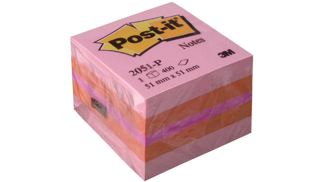 Memoblok Post-it 2051 51x51mm kubus roze