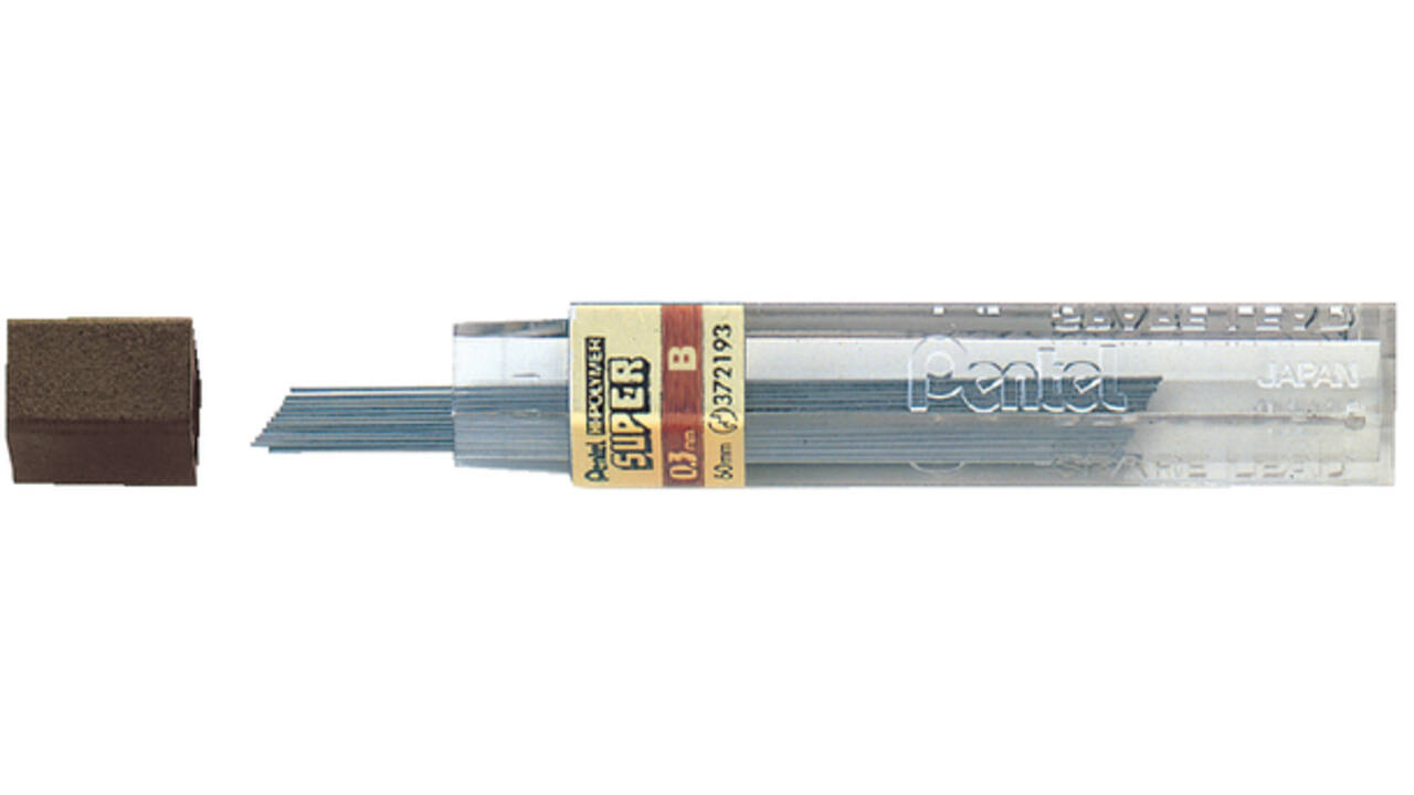 Potloodstift Pentel B 0.3mm zwart koker à 12 stuks