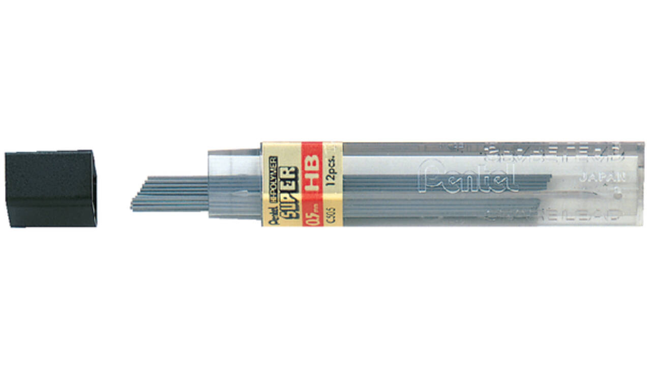 Potloodstift Pentel HB 0.5mm zwart koker à 12 stuks