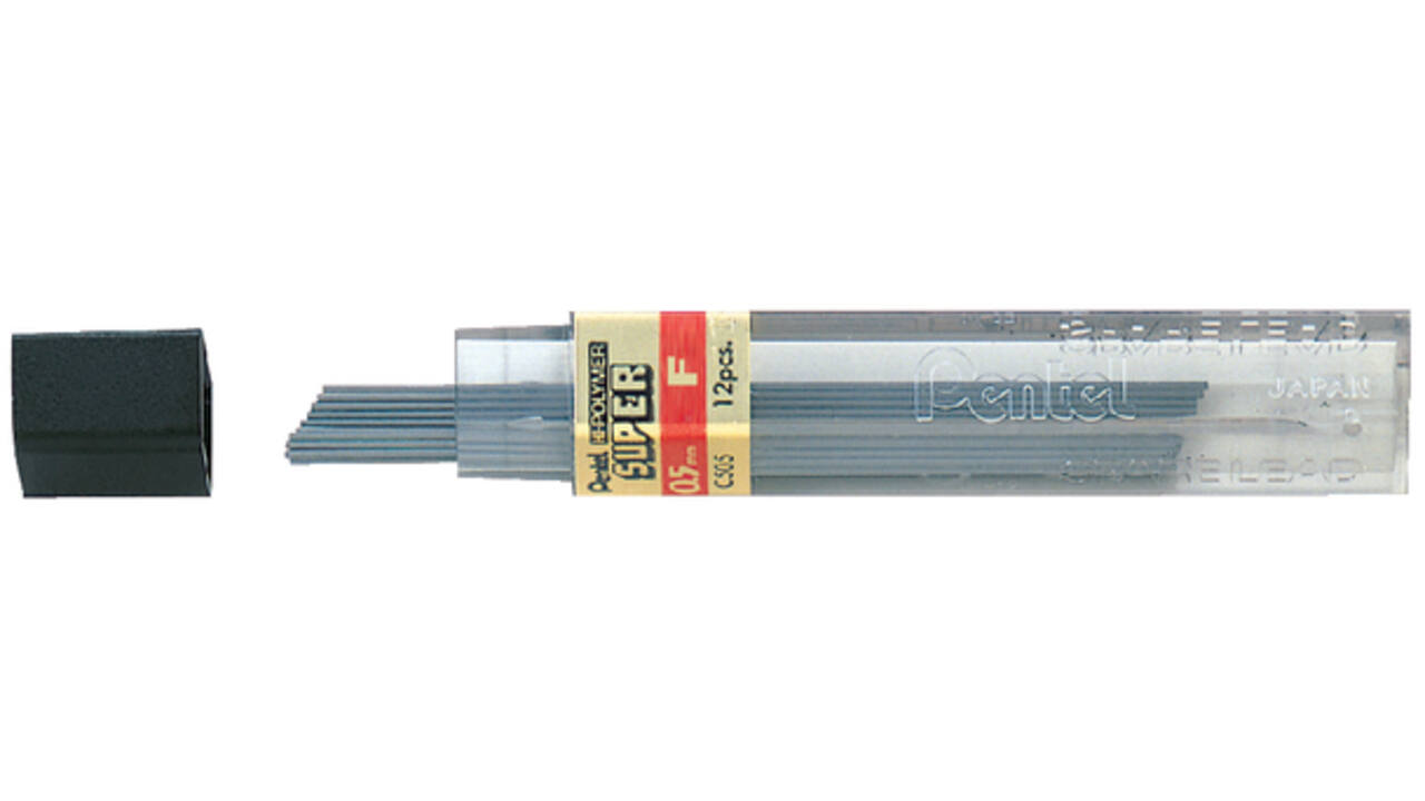 Potloodstift Pentel F 0.5mm zwart koker à 12 stuks