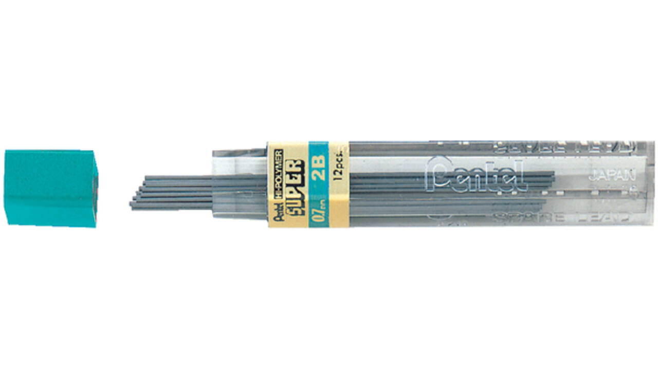 Potloodstift Pentel 2B 0.7mm zwart koker à 12 stuks