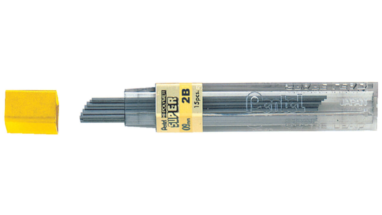 Potloodstift Pentel 2B 0.9mm zwart koker à 12 stuks