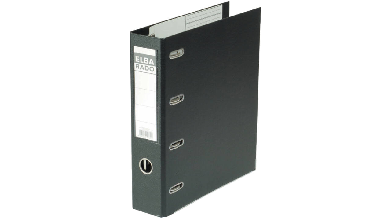 Ordner Elba Rado Plast 75mm bank 2 mechanieken zwart PVC