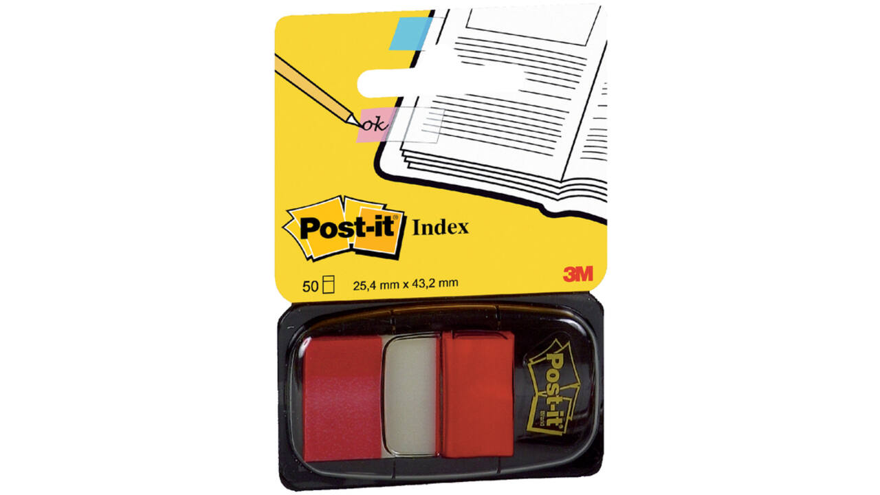 Indextabs Post-it 680 25.4x43.2mm rood 50 tabs