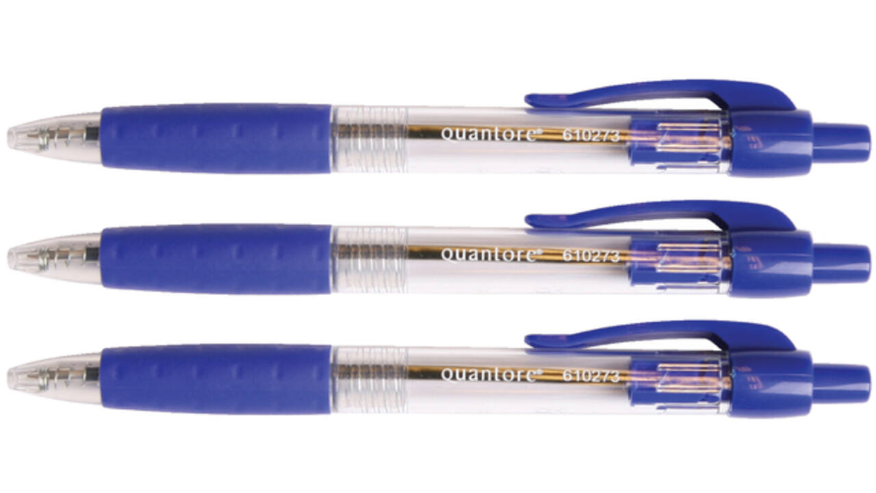 Balpen Quantore Grip drukknop blauw medium