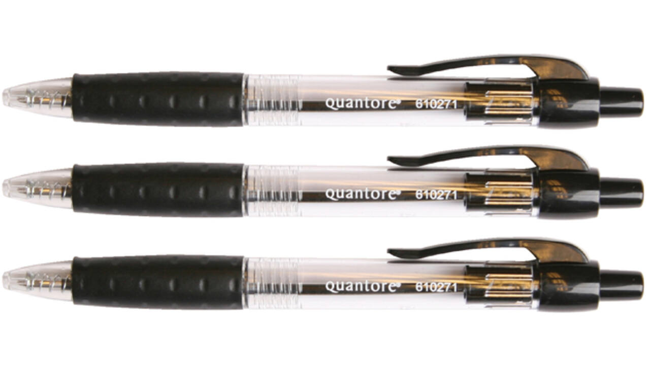 Balpen Quantore Grip drukknop zwart medium