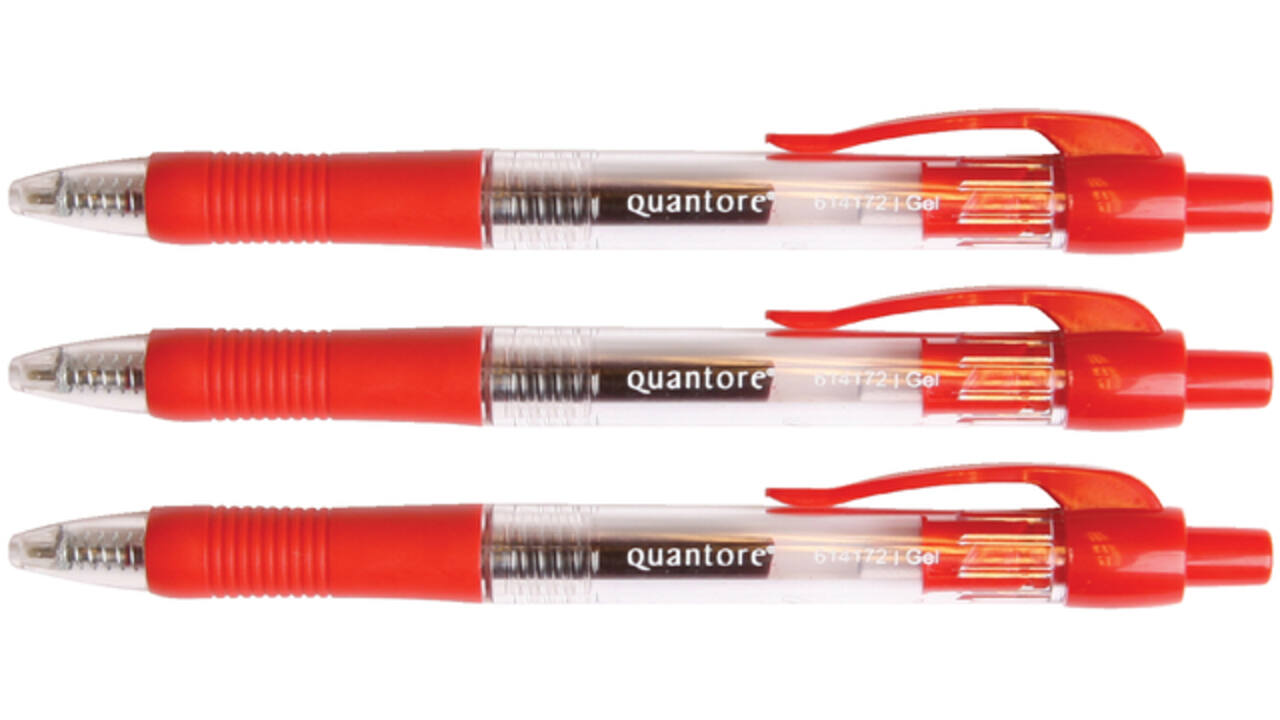 Gelschrijver Quantore grip drukknop 0.7mm rood