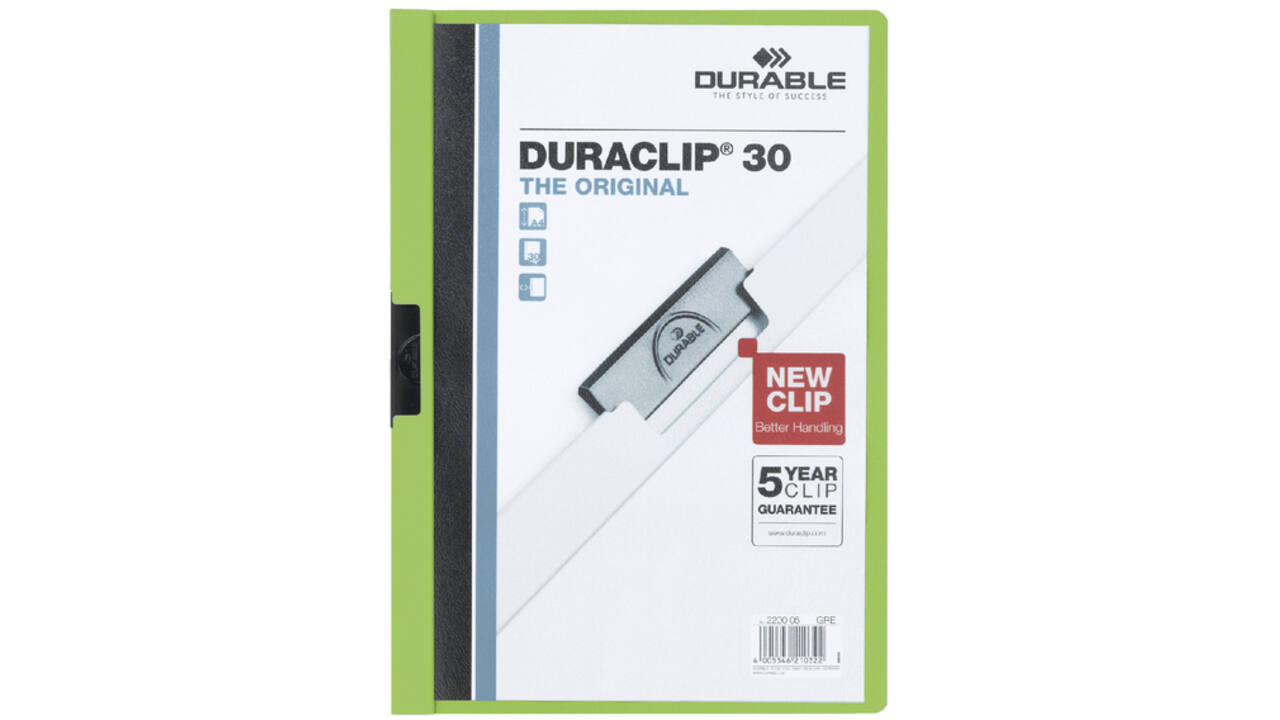 Klemmap Durable Duraclip A4 3mm 30 vellen groen