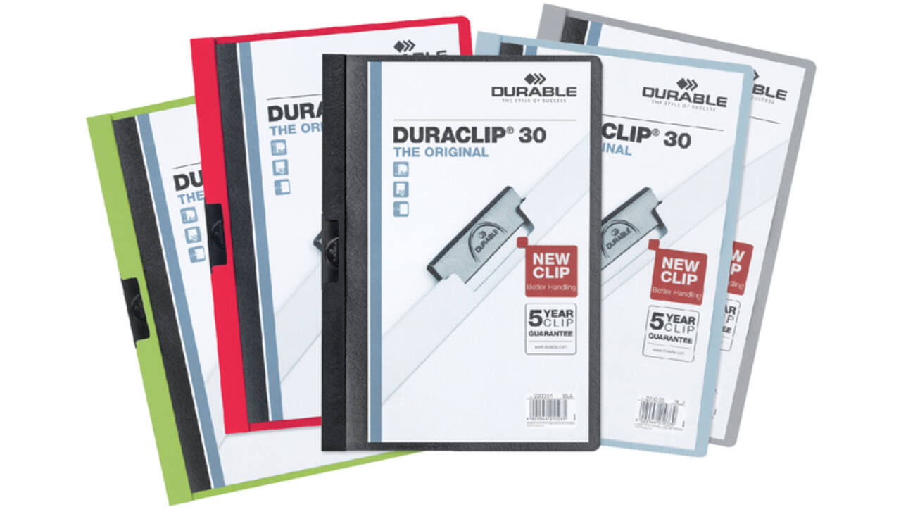 Klemmap Durable Duraclip A4 3mm 30 vellen assorti