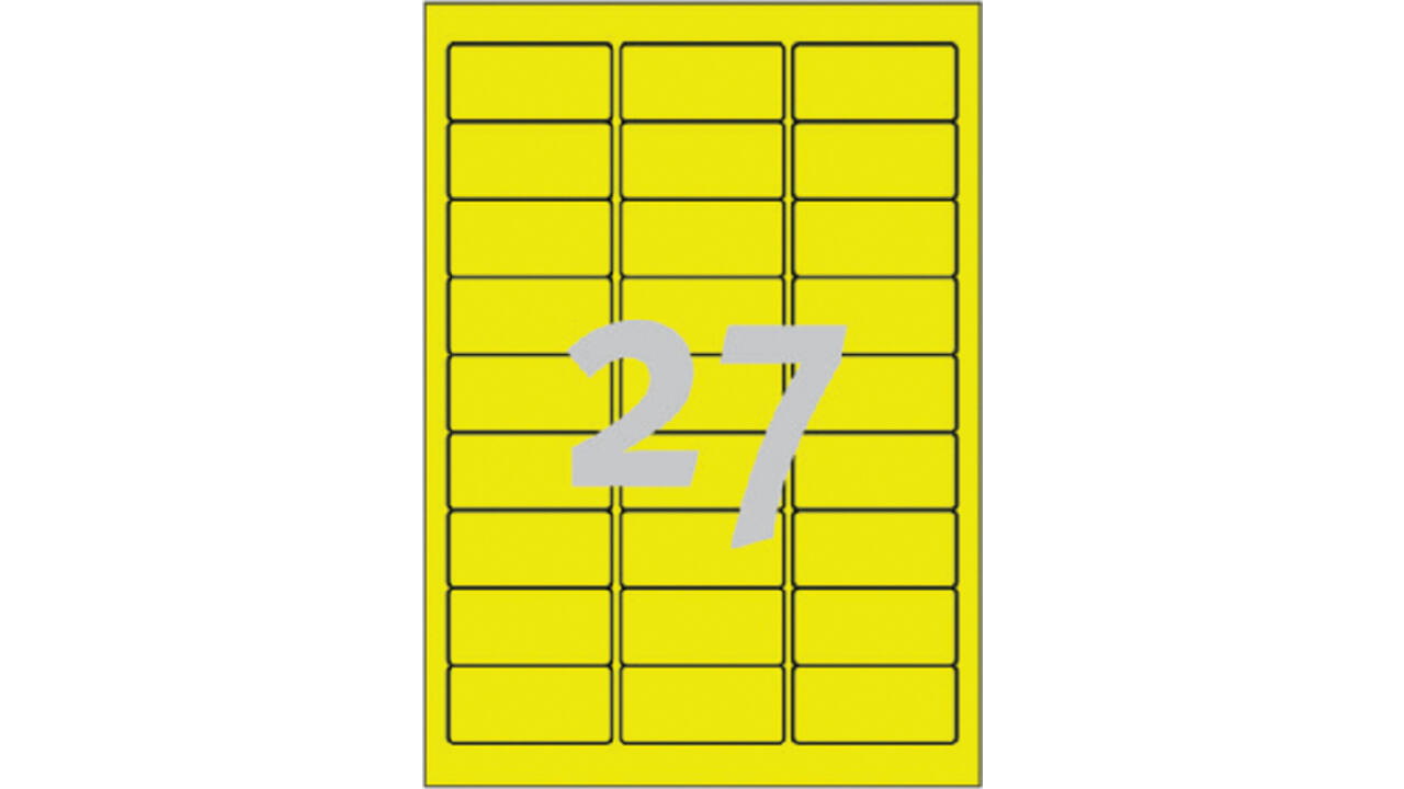 Etiket Avery L6004-25 63.5x29.6 neon geel 675stuks
