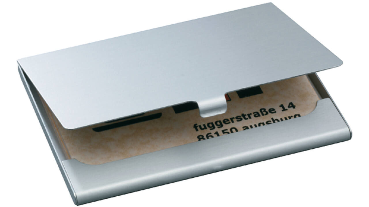 Visitekaarthouder Sigel VZ136 twin 2 vakken voor 2x15 kaarten 91x58mm graveerbaar aluminium mat zilver