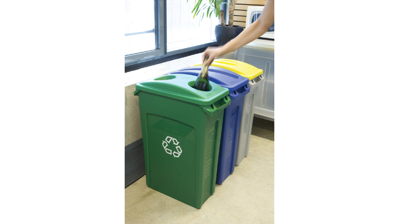 Afvalbak Rubbermaid Slim Jim Vented met luchtsleuven 87L grijs