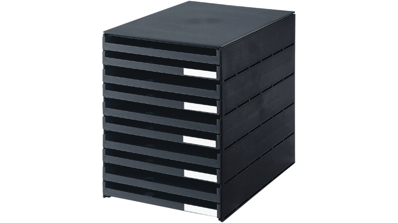 Ladenbox Styroval 10 laden zwart open