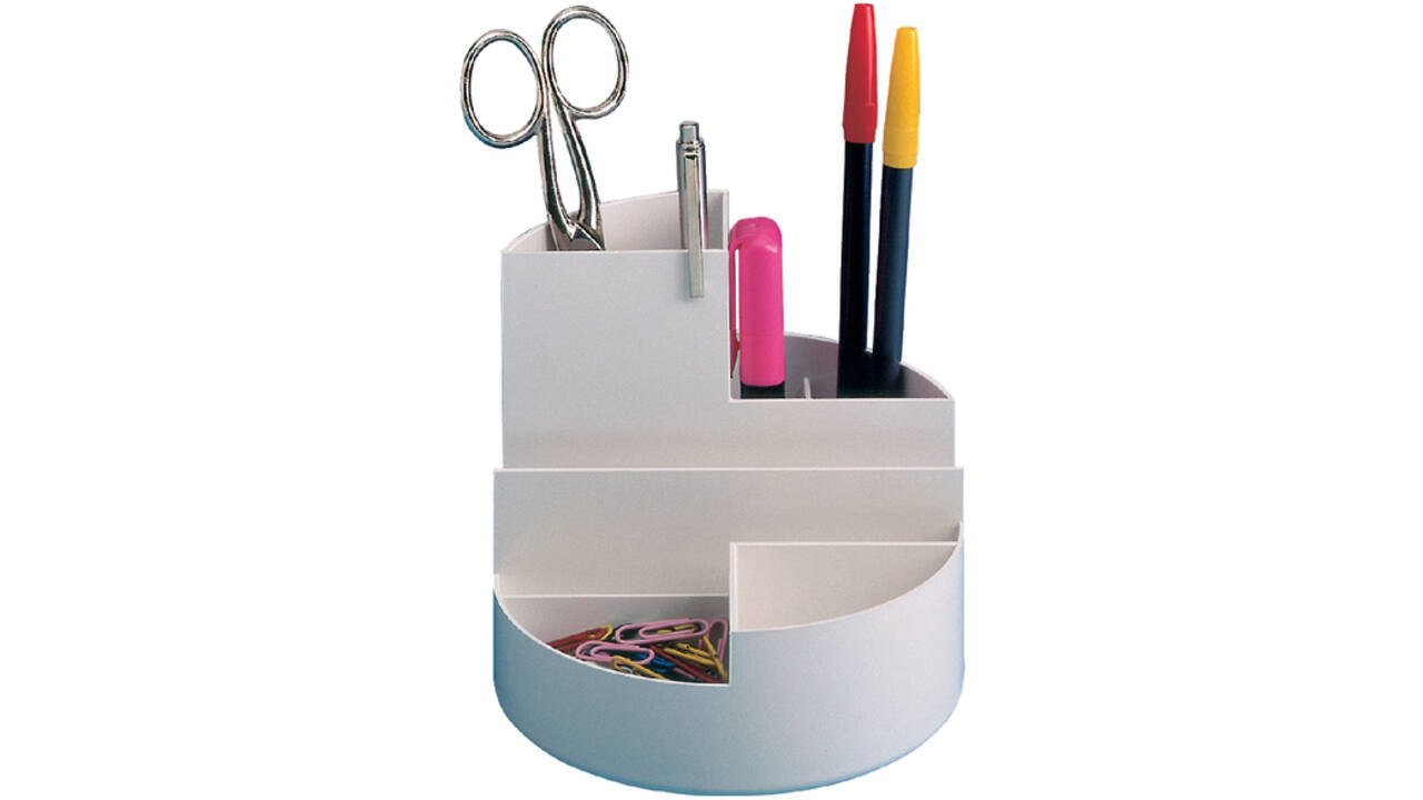 Pennenkoker MAUL roundbox 7 vakken Ø14x12.5cm wit